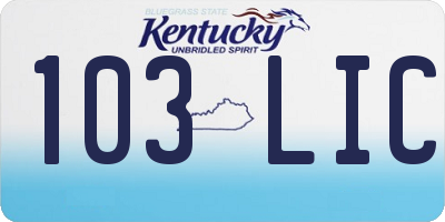 KY license plate 103LIC