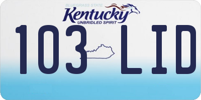 KY license plate 103LID