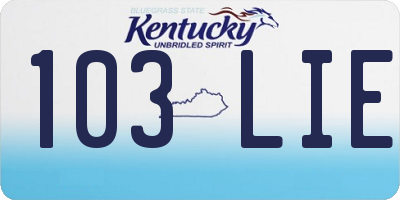KY license plate 103LIE