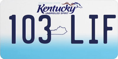 KY license plate 103LIF