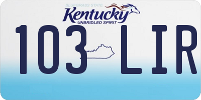 KY license plate 103LIR