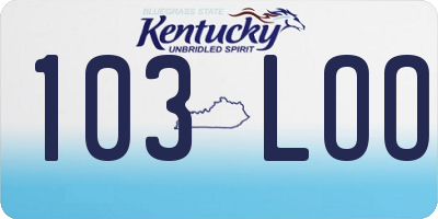 KY license plate 103LOO