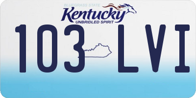 KY license plate 103LVI