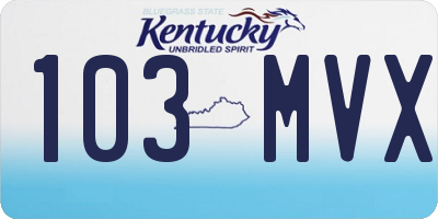 KY license plate 103MVX