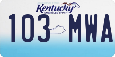 KY license plate 103MWA