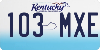 KY license plate 103MXE