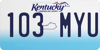 KY license plate 103MYU