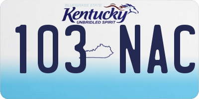 KY license plate 103NAC