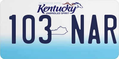 KY license plate 103NAR