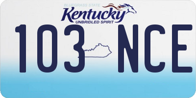KY license plate 103NCE