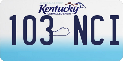 KY license plate 103NCI