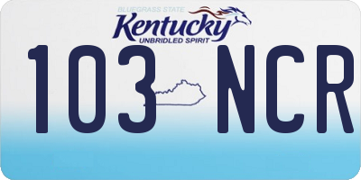 KY license plate 103NCR