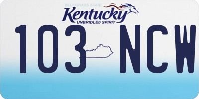 KY license plate 103NCW
