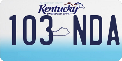 KY license plate 103NDA