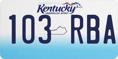KY license plate 103RBA