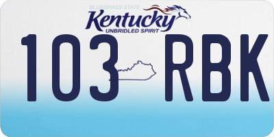 KY license plate 103RBK