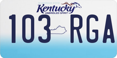 KY license plate 103RGA