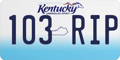 KY license plate 103RIP