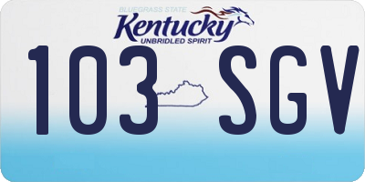 KY license plate 103SGV