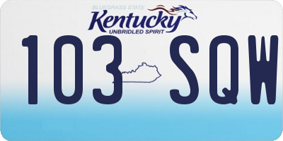 KY license plate 103SQW