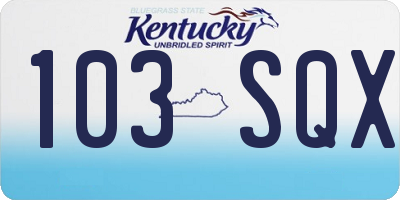 KY license plate 103SQX