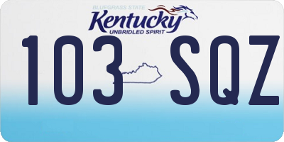 KY license plate 103SQZ