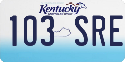 KY license plate 103SRE