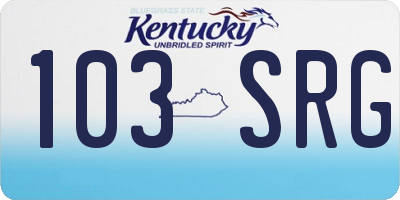 KY license plate 103SRG