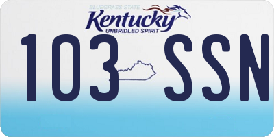 KY license plate 103SSN
