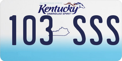 KY license plate 103SSS