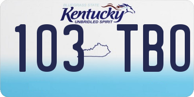 KY license plate 103TBO