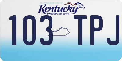 KY license plate 103TPJ