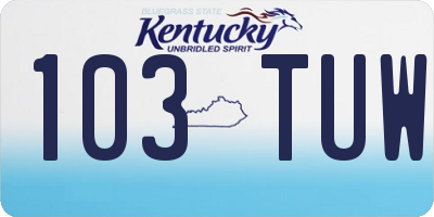 KY license plate 103TUW