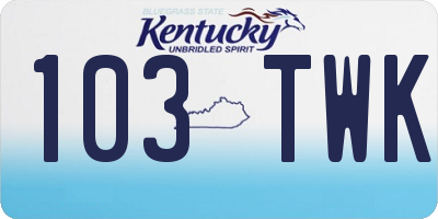KY license plate 103TWK