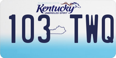 KY license plate 103TWQ