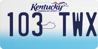 KY license plate 103TWX