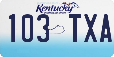 KY license plate 103TXA
