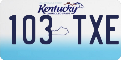 KY license plate 103TXE