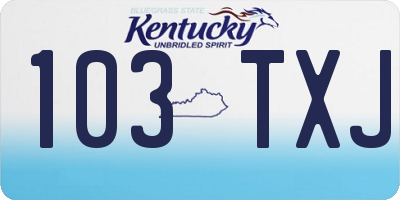 KY license plate 103TXJ