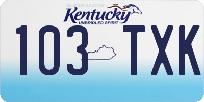 KY license plate 103TXK