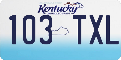 KY license plate 103TXL