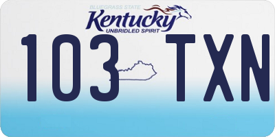 KY license plate 103TXN