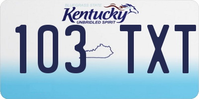 KY license plate 103TXT