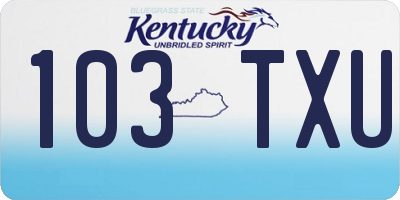 KY license plate 103TXU