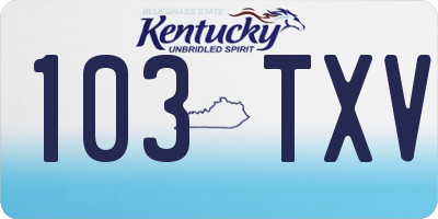 KY license plate 103TXV