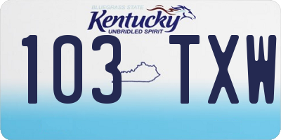 KY license plate 103TXW
