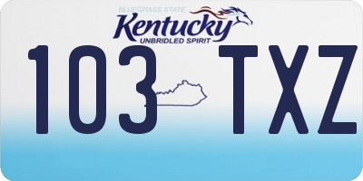 KY license plate 103TXZ