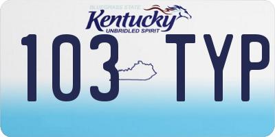 KY license plate 103TYP