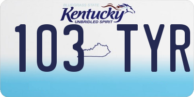 KY license plate 103TYR