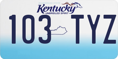 KY license plate 103TYZ